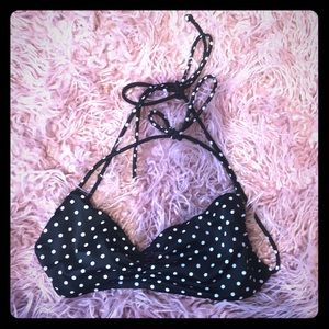 VICTORIA’S SECRET Ruched Polka Dot Tie Up Bikini Top EUC Small